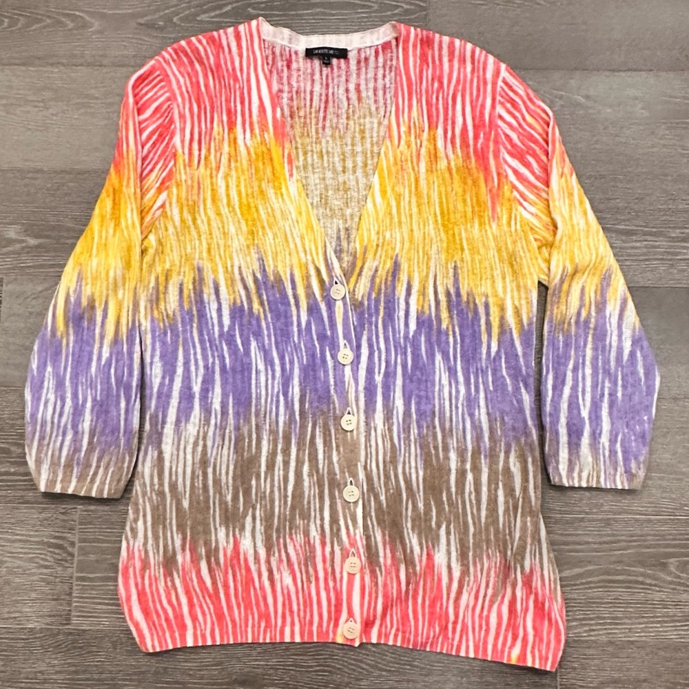Lafayette 148 Linen Flamestitch Cardigan